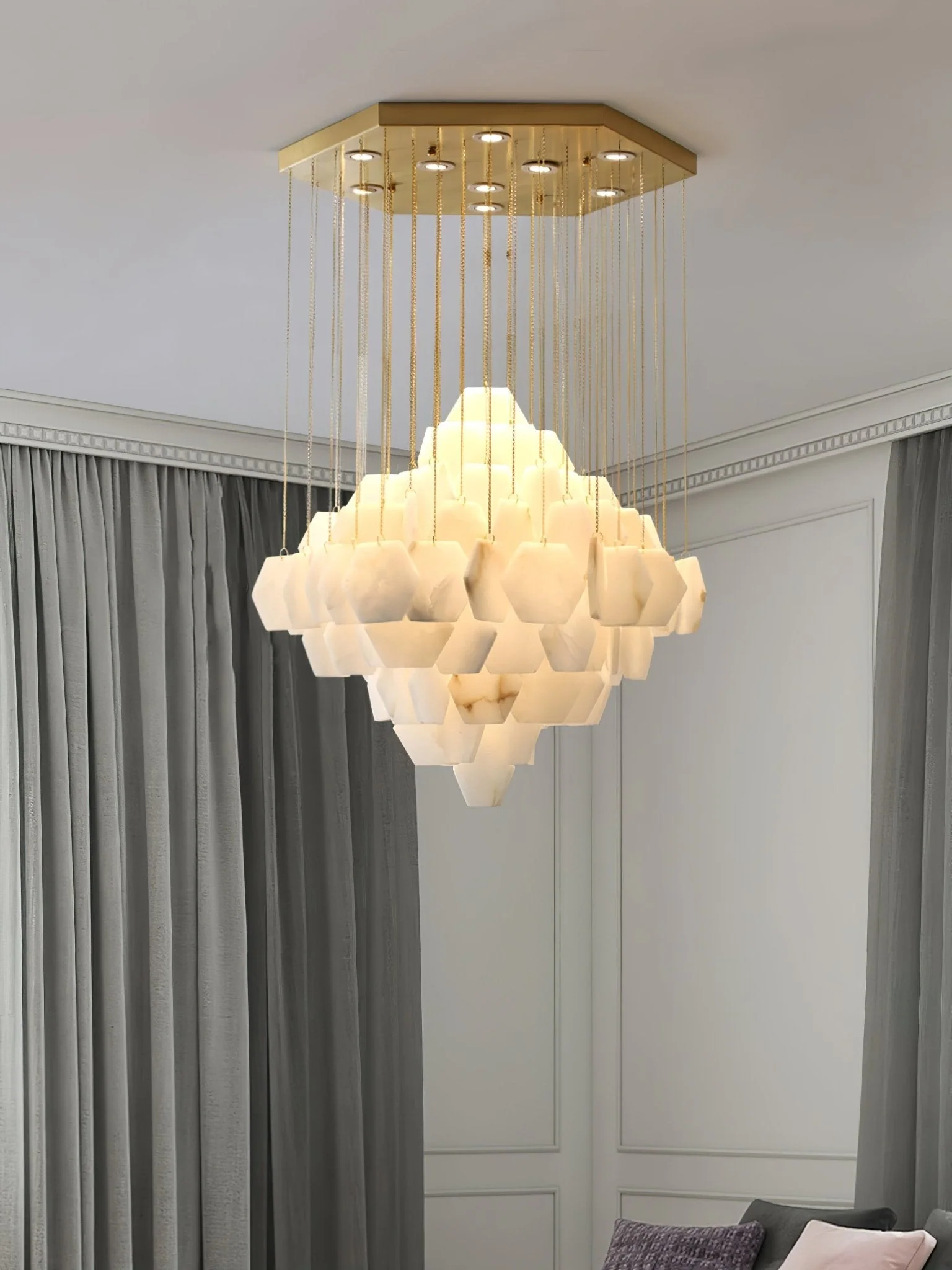Hexa Alabaster Cascade Chandelier - Image 10