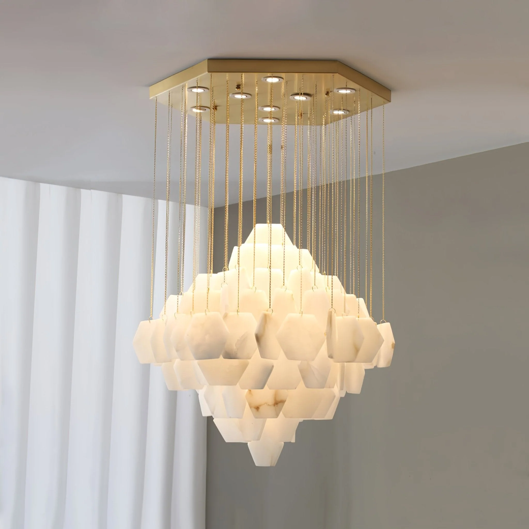 Hexa Alabaster Cascade Chandelier - Image 4