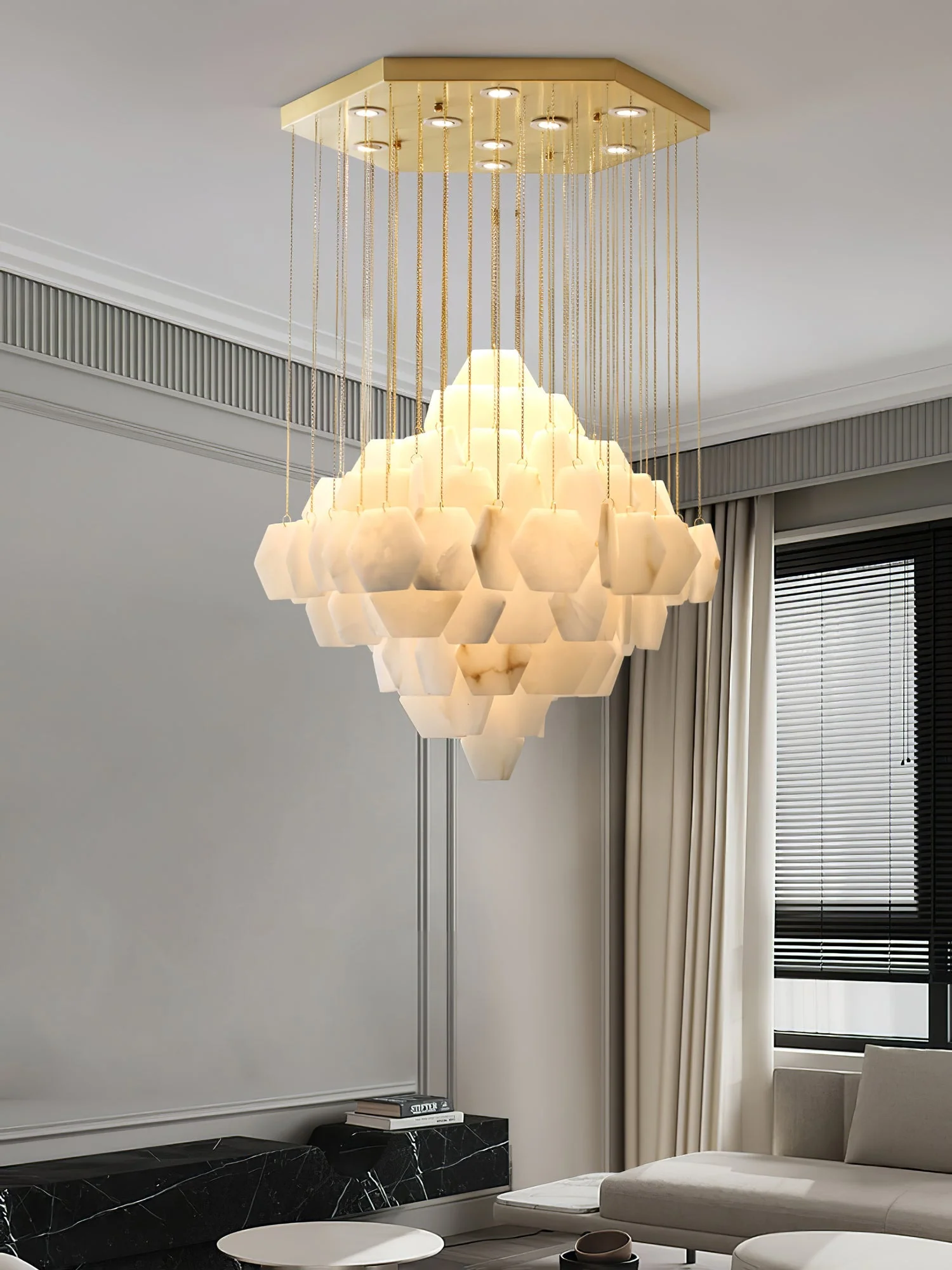 Hexa Alabaster Cascade Chandelier - Image 6