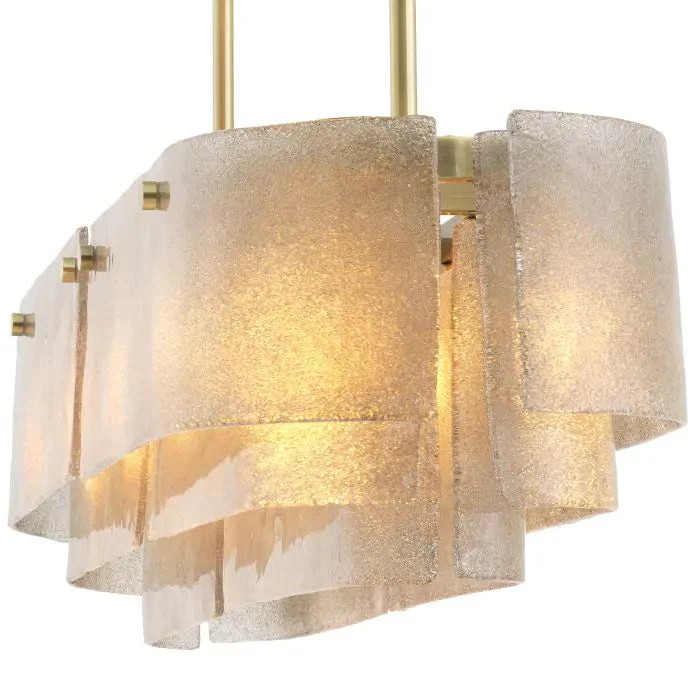 Joy of Light Modern Brass Chandelier  - (Light Brushed Brass Finish | Hand Blown Glass) - Image 6
