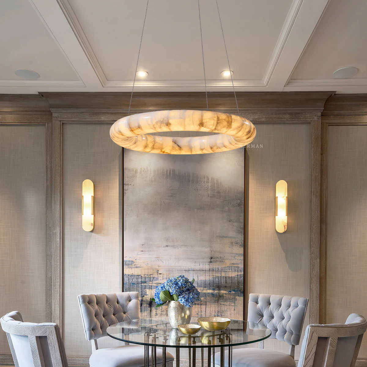 Karen Alabaster Ring Chandelier