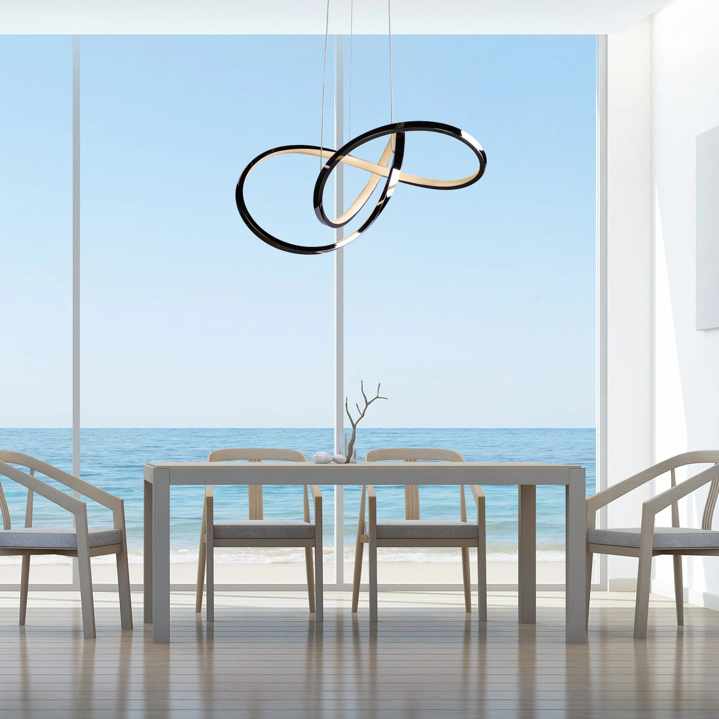 Knotted LED Dimmable Chandelier // Chrome - Image 3