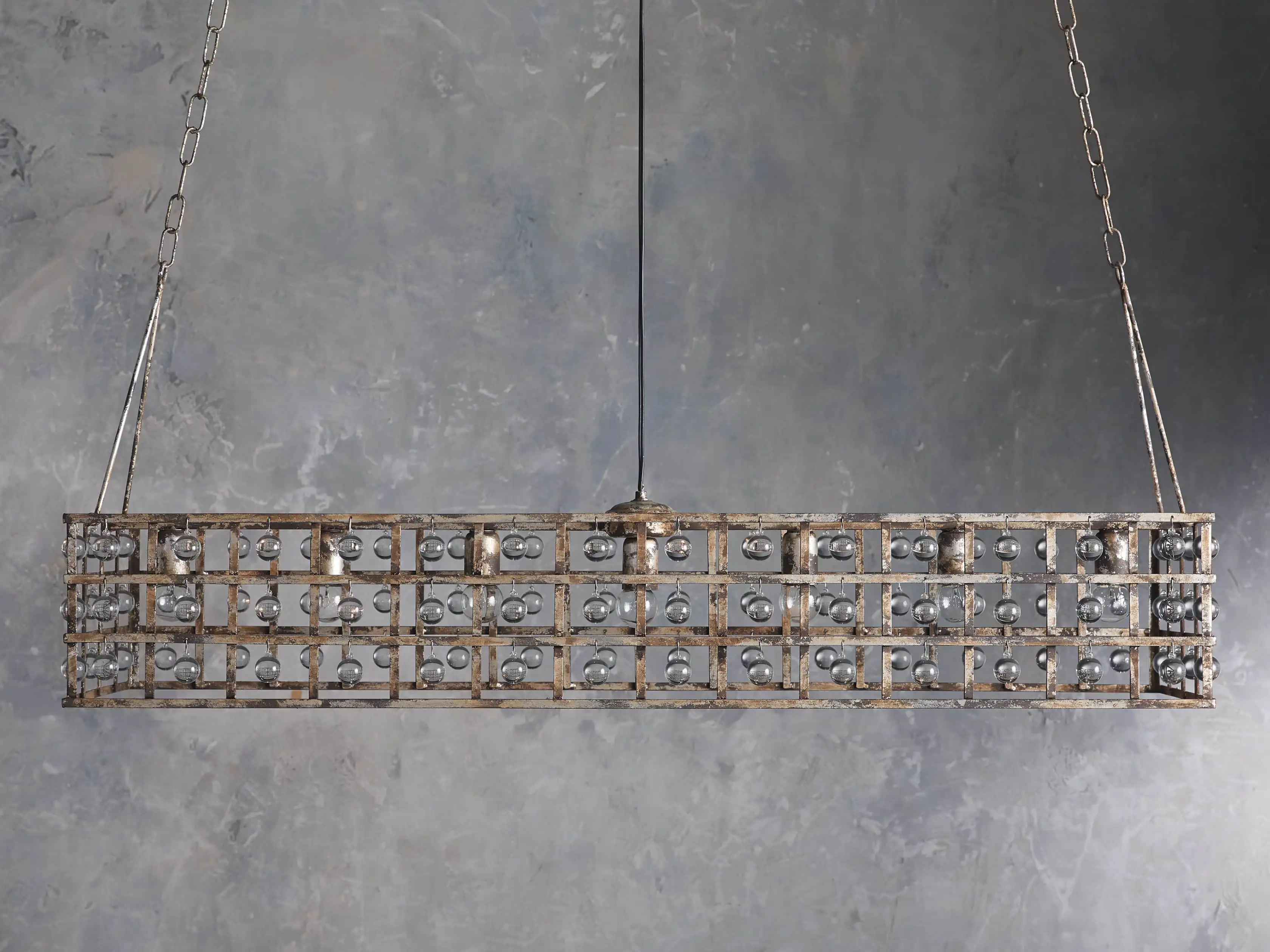 La Cage 50" Rectangular Chandelier in Silver - Image 2