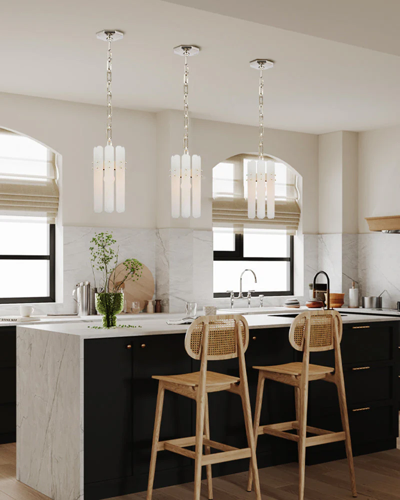 Large Alabaster Rectangular Chandelier Wide 40“ 45” with Chrome Frame for dining room - Image 7