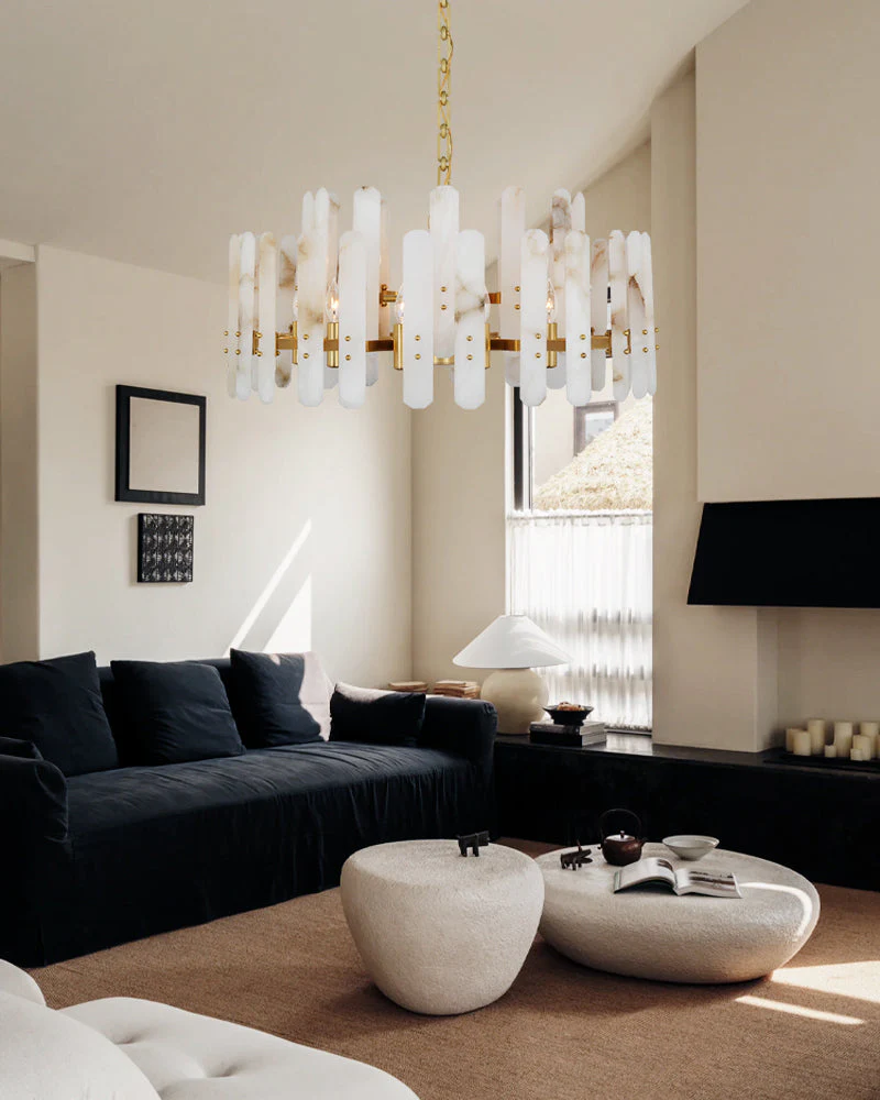 Large Alabaster Rectangular Chandelier Wide 40“ 45” with Chrome Frame for dining room - Image 9