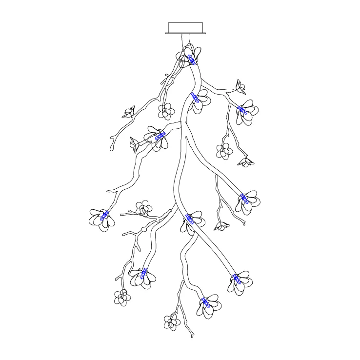 Large Long Branch Flower Chandelier - Image 6