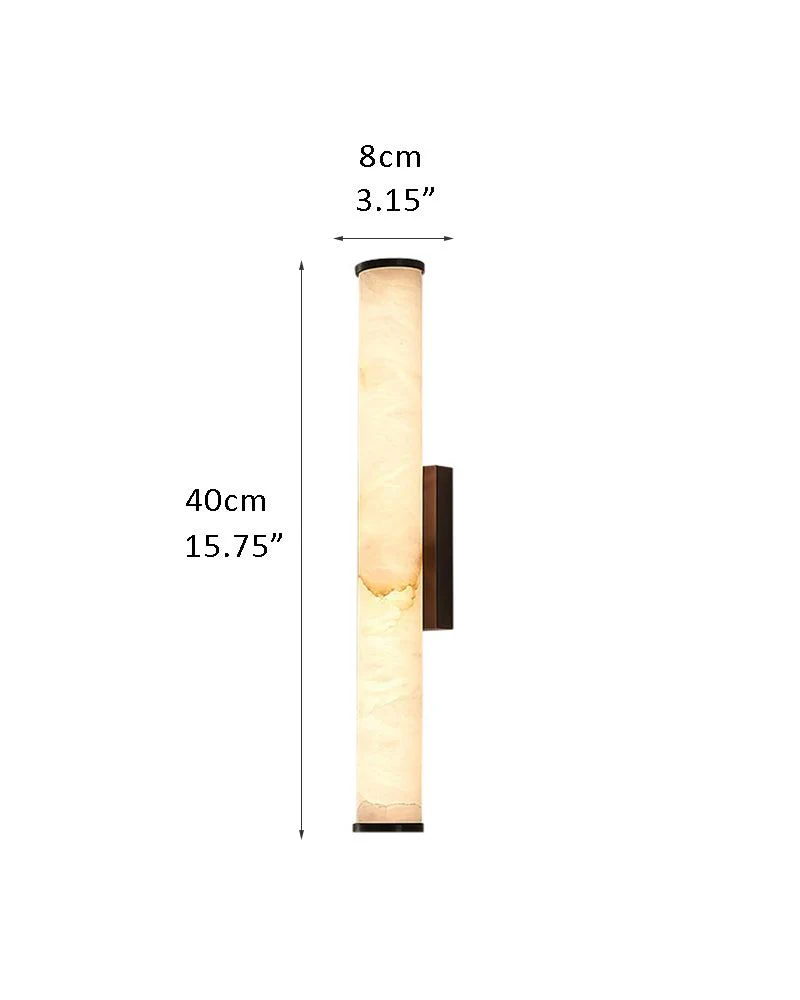 LED Copper Cylindrical Natural Marble Alabaster Wall Sconce Lamp - Image 18
