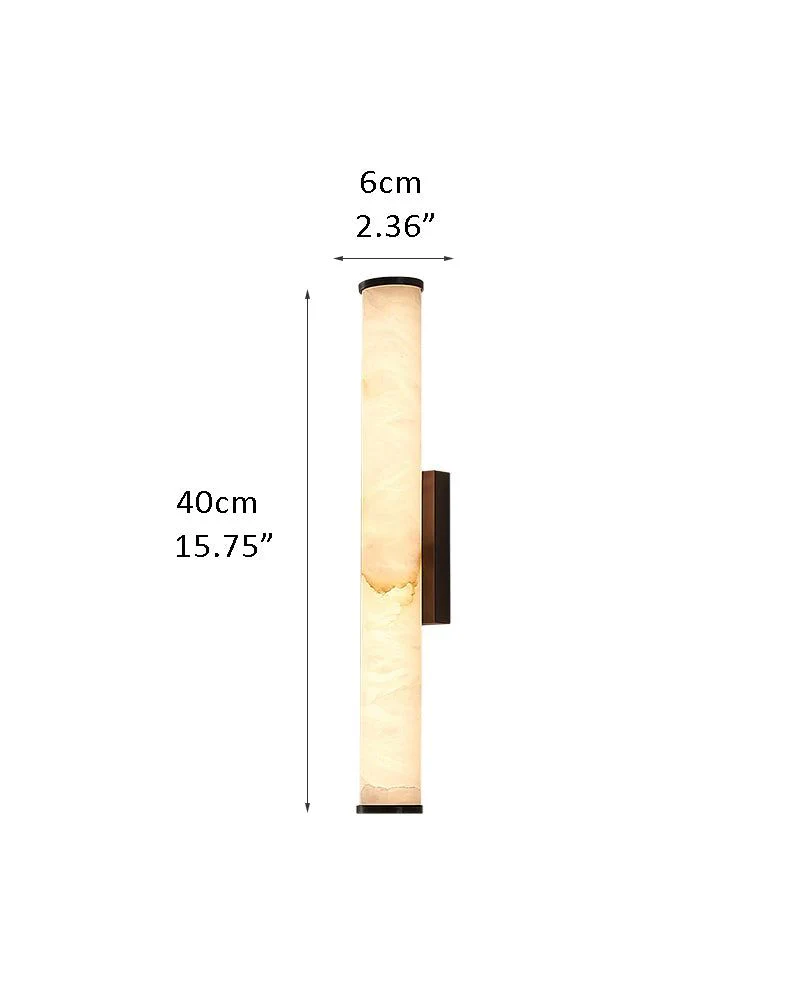 LED Copper Cylindrical Natural Marble Alabaster Wall Sconce Lamp - Image 19