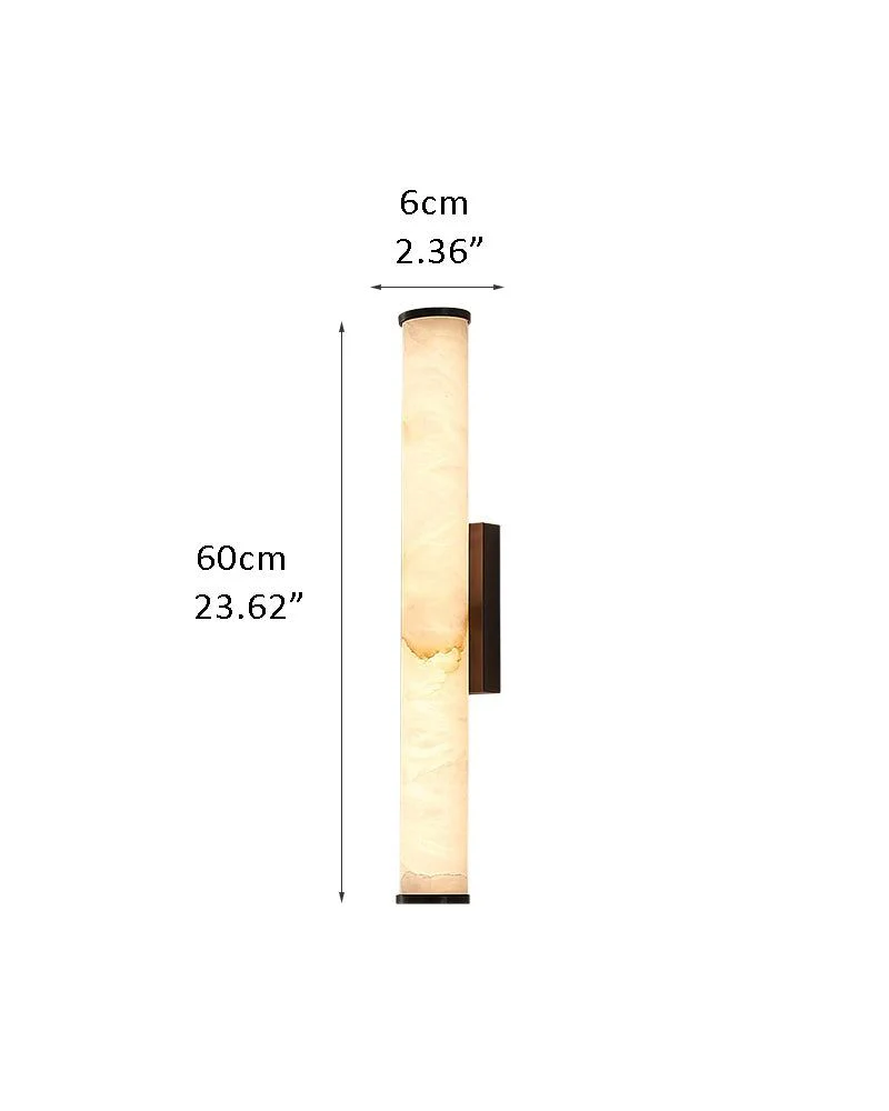 LED Copper Cylindrical Natural Marble Alabaster Wall Sconce Lamp - Image 21