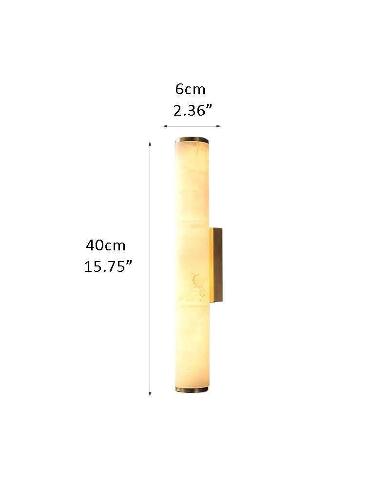 LED Copper Cylindrical Natural Marble Alabaster Wall Sconce Lamp - Image 24