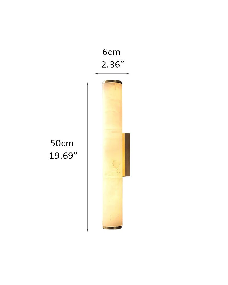 LED Copper Cylindrical Natural Marble Alabaster Wall Sconce Lamp - Image 26
