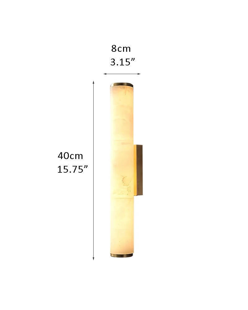 LED Copper Cylindrical Natural Marble Alabaster Wall Sconce Lamp - Image 30