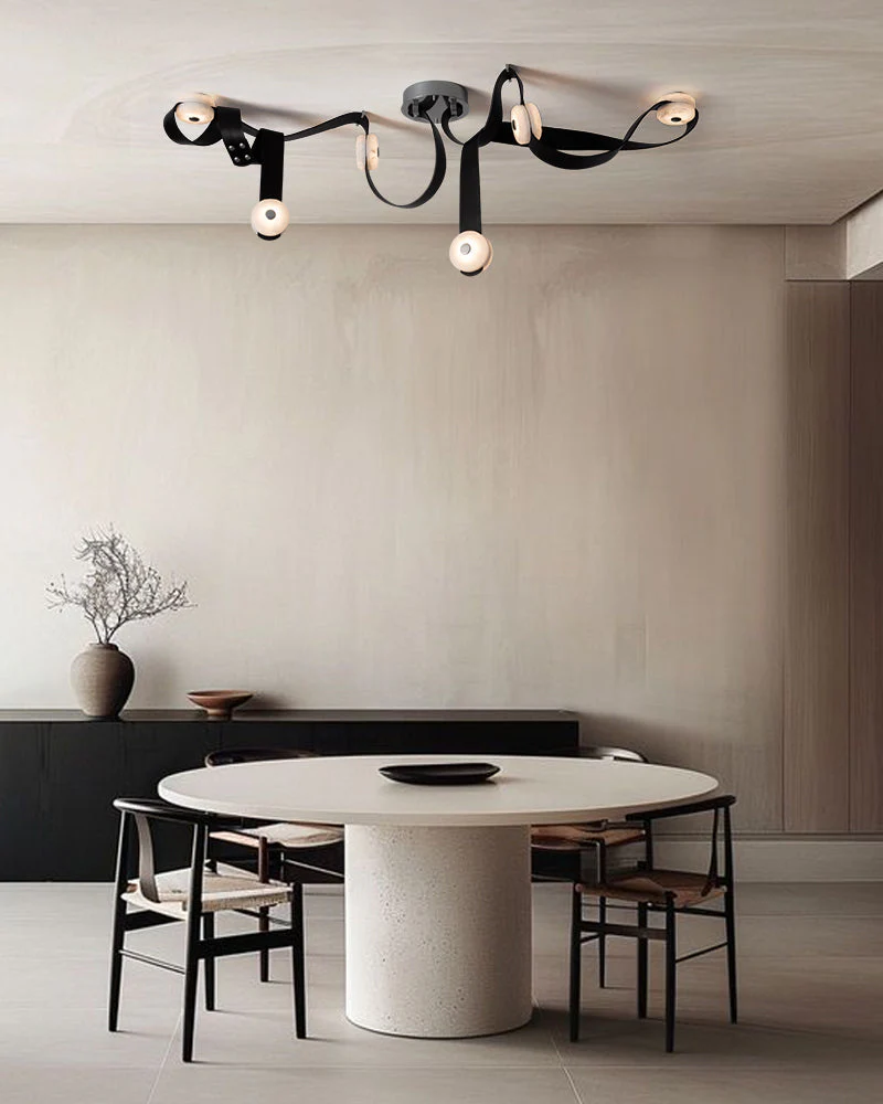 LED Mini SNAPS Module Ceiling Alabaster Pendant Light with Brown Leather Straps - Image 6