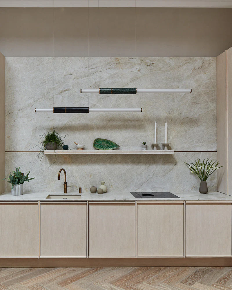 Linear Pipe Alabaster & Acrylic Pendant Light for dining room | vertically & horizontally - Image 10