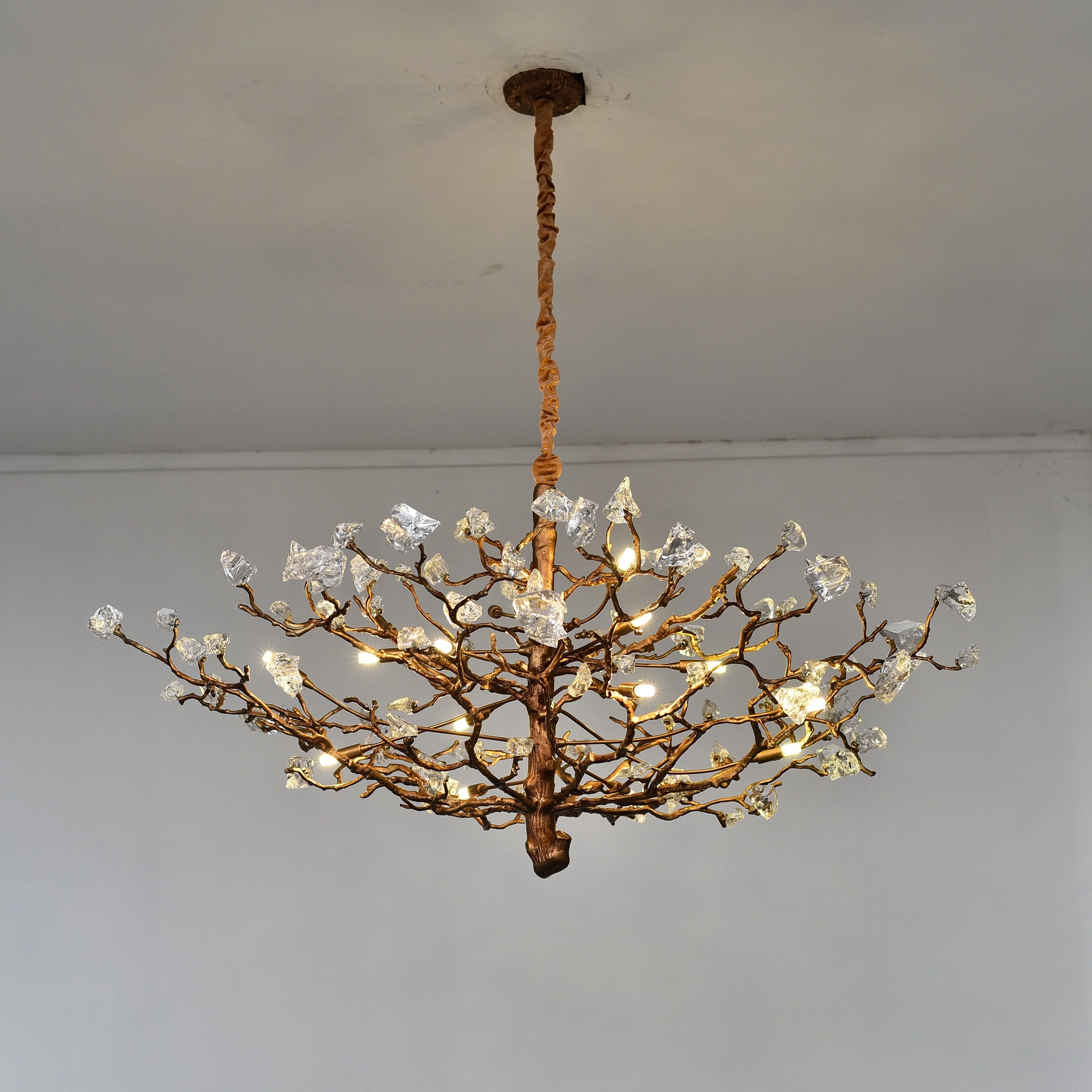 Livio Gemstone Branch Brass Round Chandelier