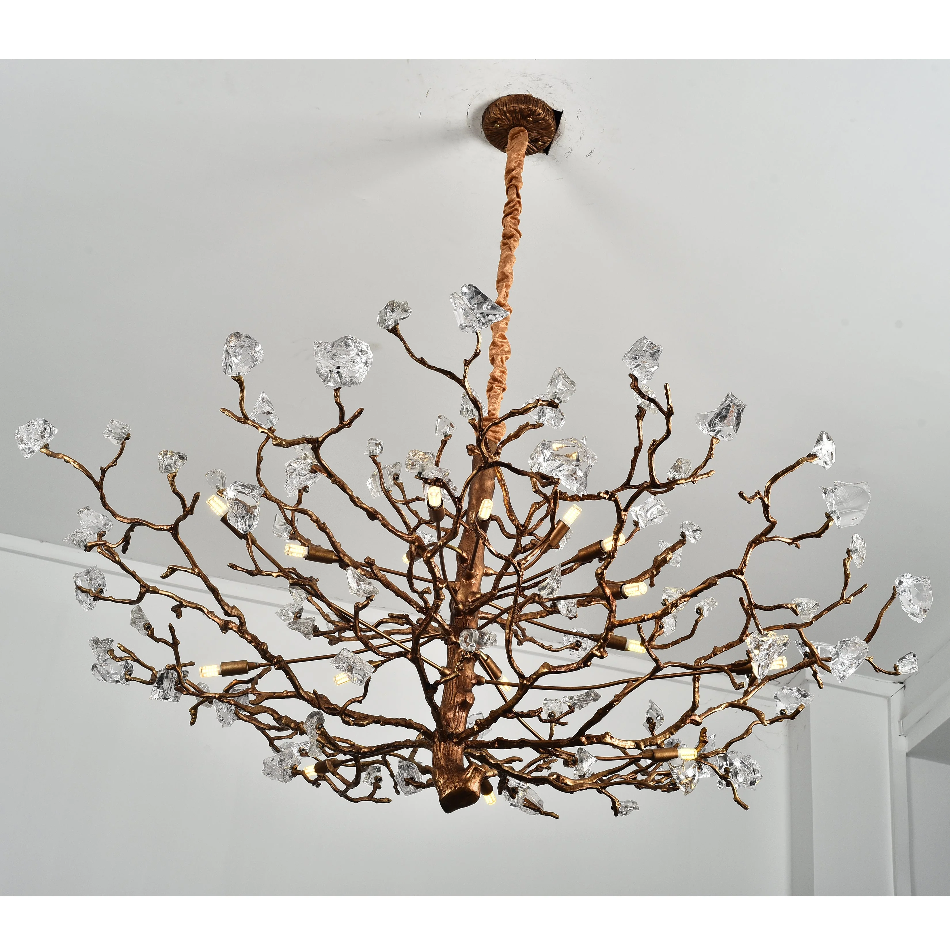 Livio Gemstone Branch Brass Round Chandelier - Image 13
