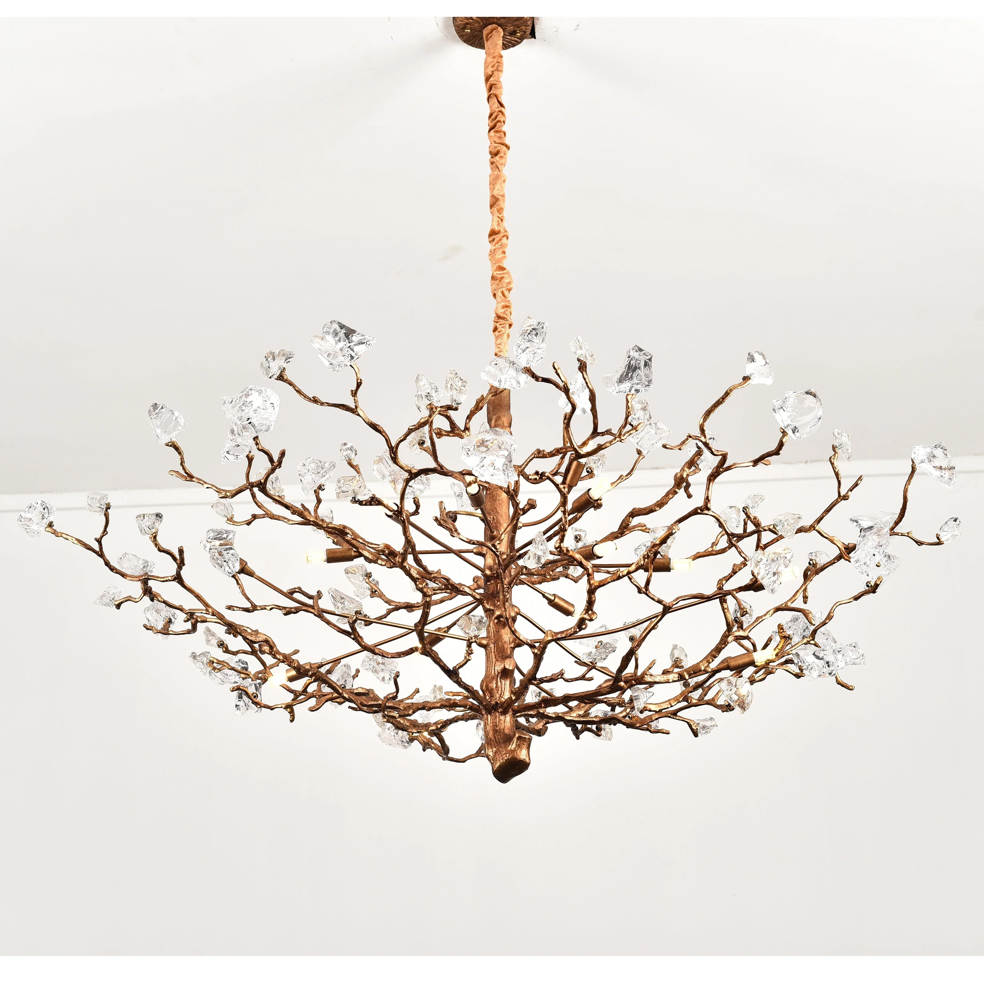 Livio Gemstone Branch Brass Round Chandelier - Image 4