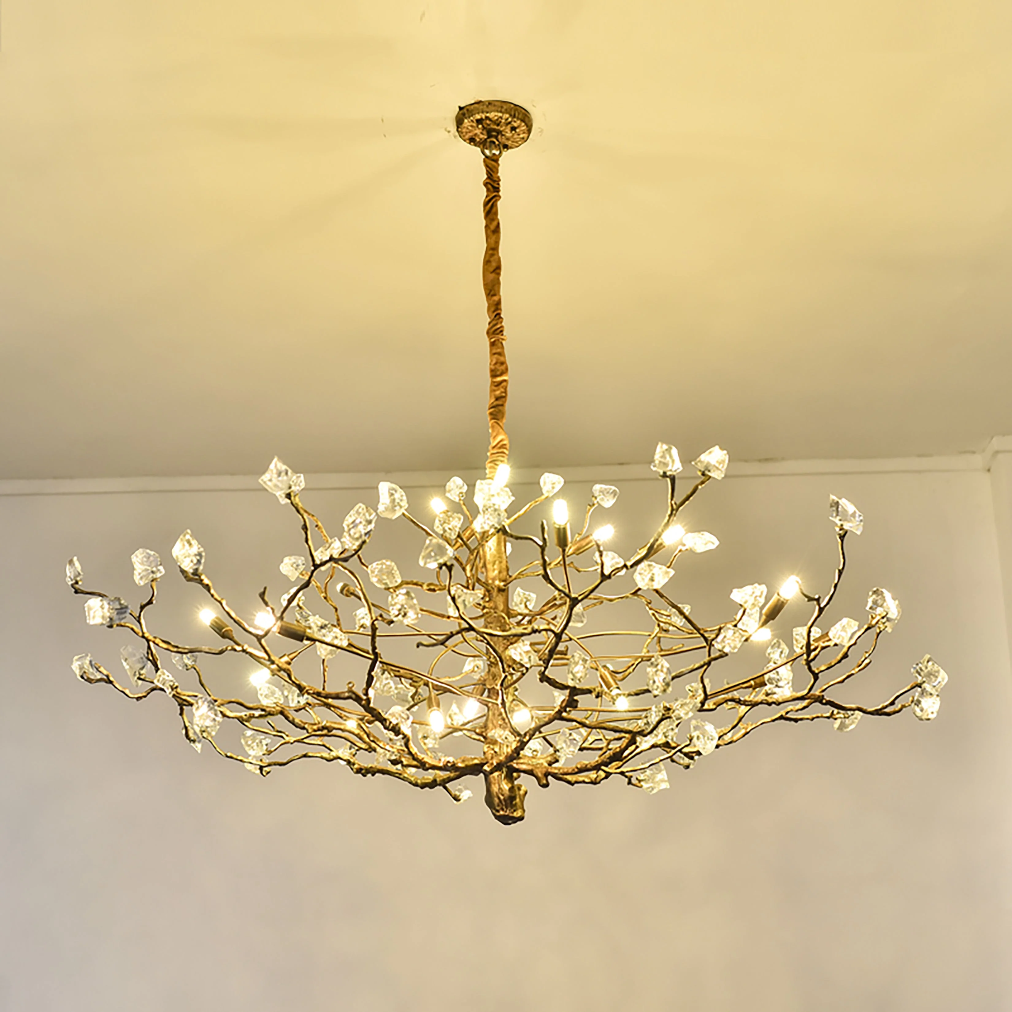 Livio Gemstone Branch Brass Round Chandelier - Image 7