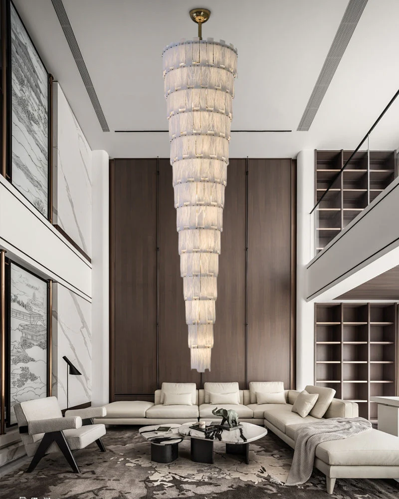 Long Cascading Alabaster Staircase Chandelier - Image 2
