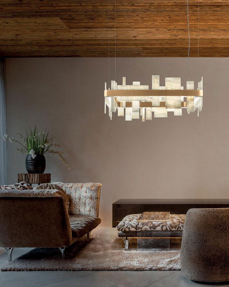 Long Cord Alabaster Ceiling Pendant Light Brushed Gold - Image 7