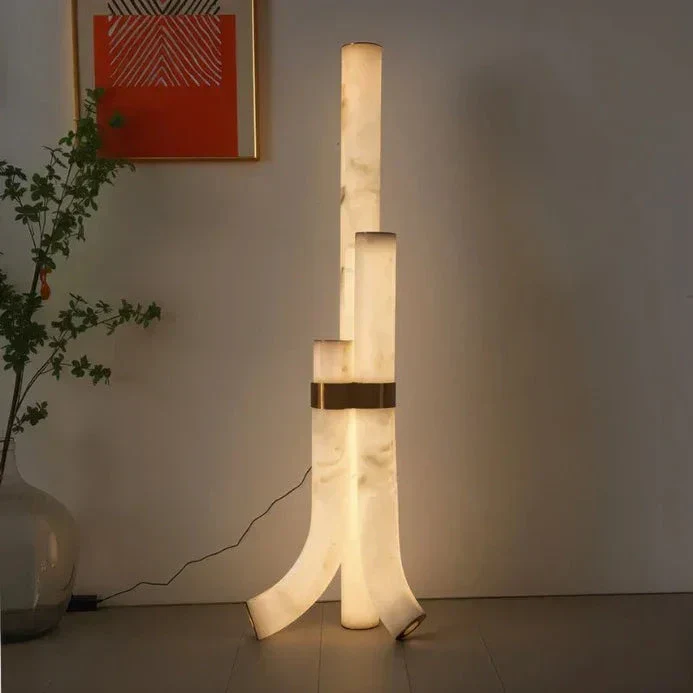 Natural Alabaster And Brass Led Floor Lamp - Image 2