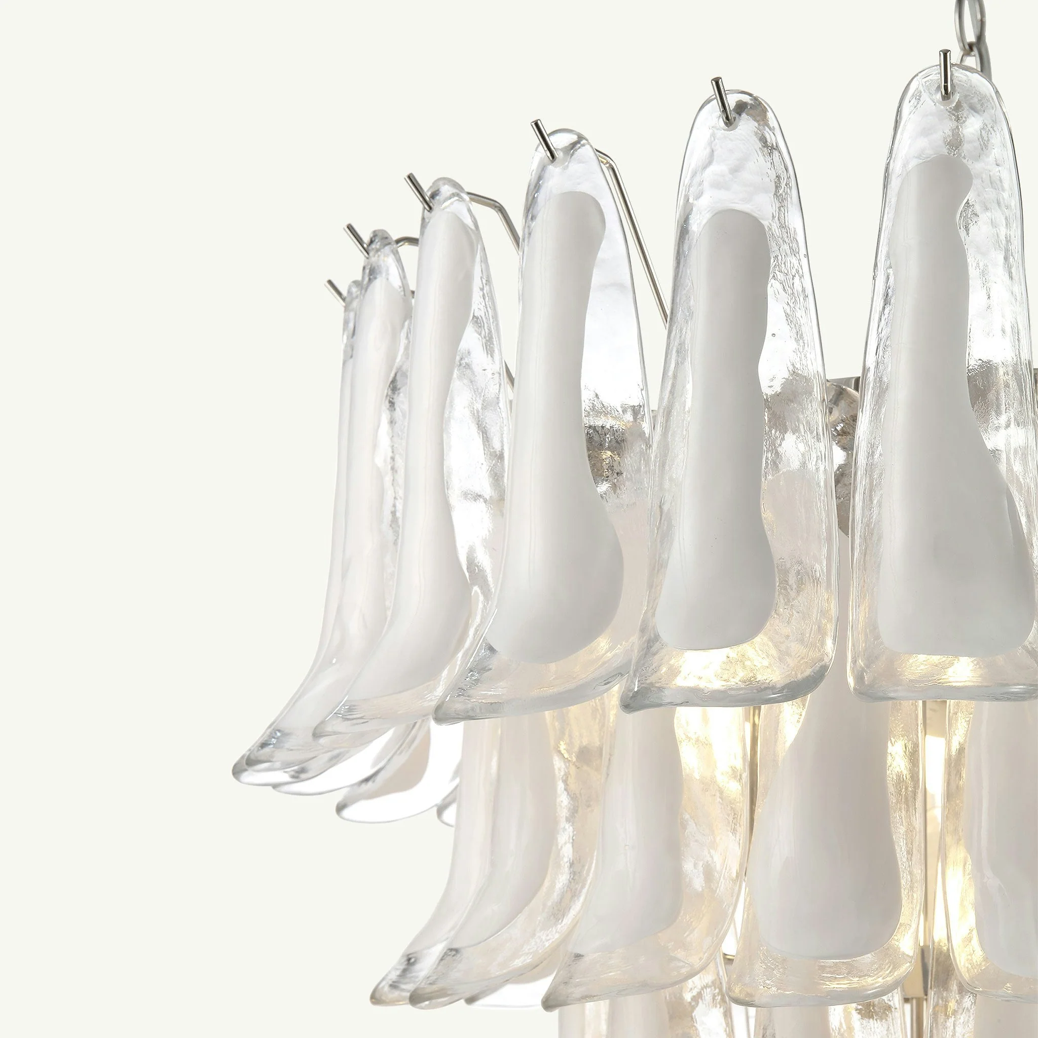 Luna Chandelier White Small Handblown Glass - Image 4