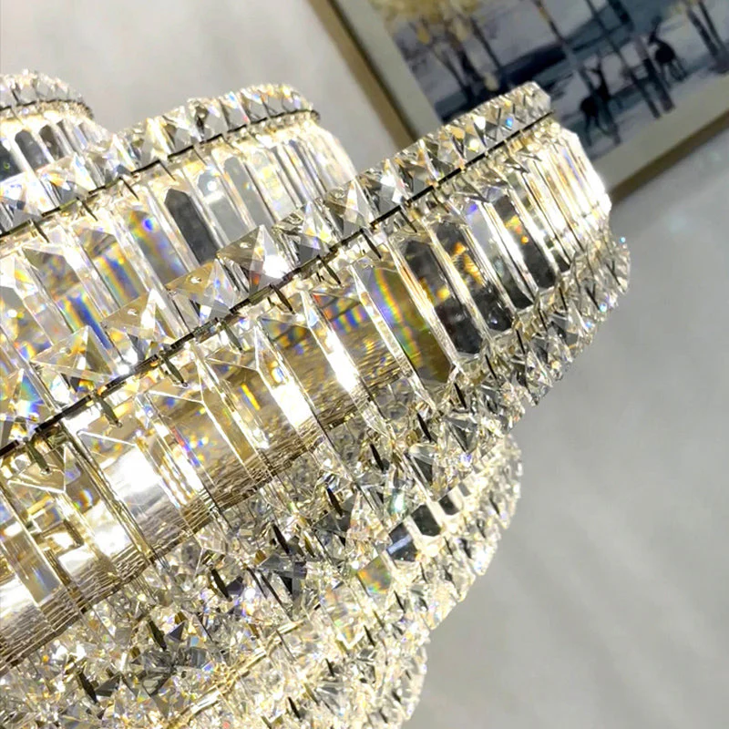 Luxury Cake Shape Living Room Crystal Chandelier - Image 2