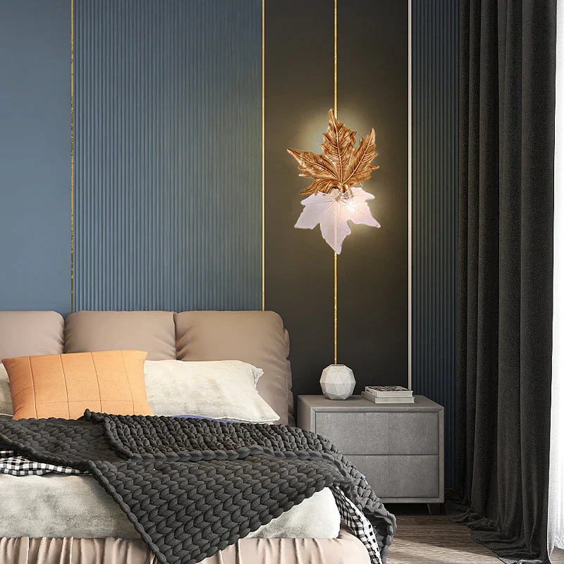 Maple Leaf Brass Wall Sconces - Image 7