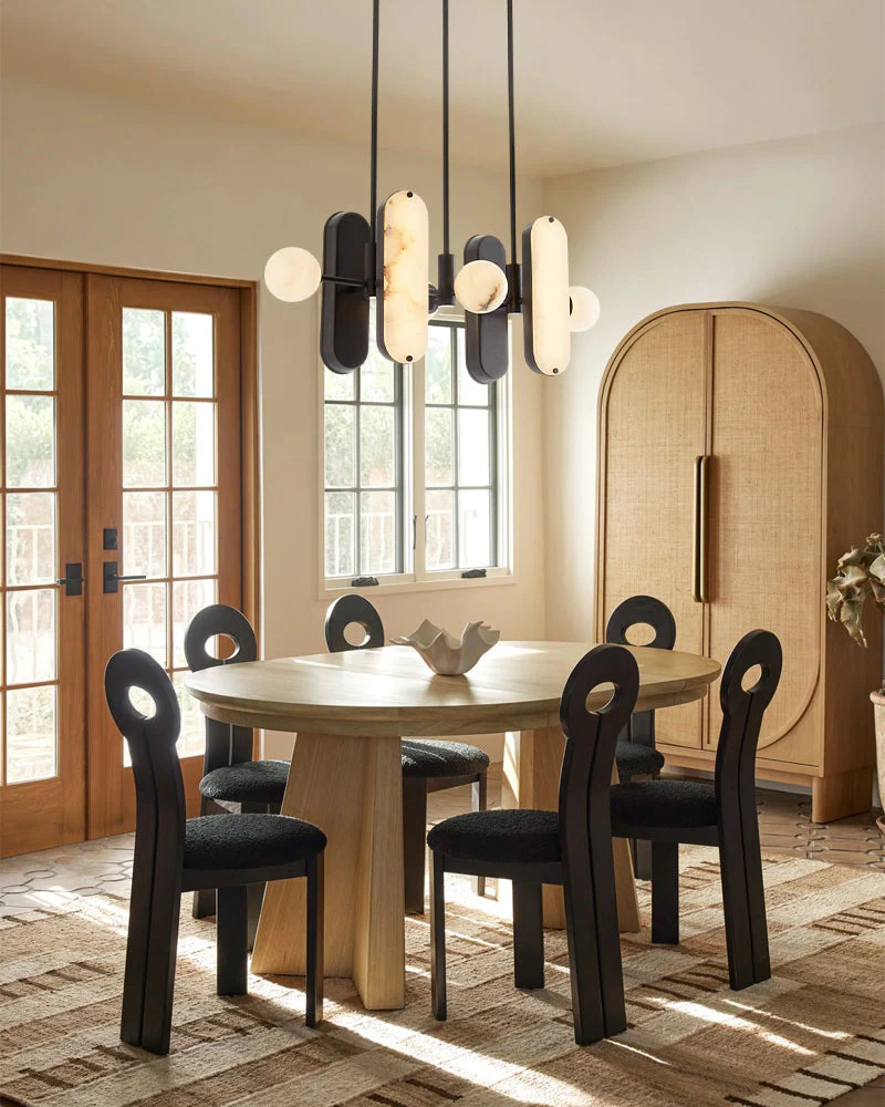 8-Light LED Linear Pendant Lighting in White Alabaster - Image 5