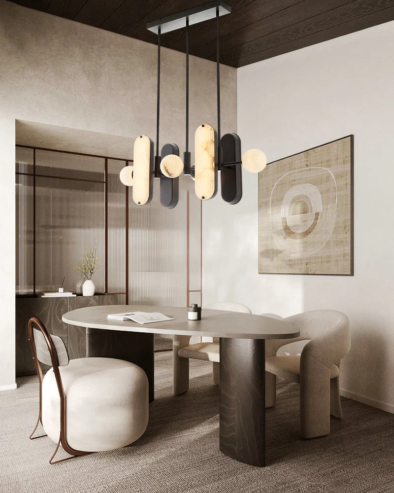 8-Light LED Linear Pendant Lighting in White Alabaster - Image 6