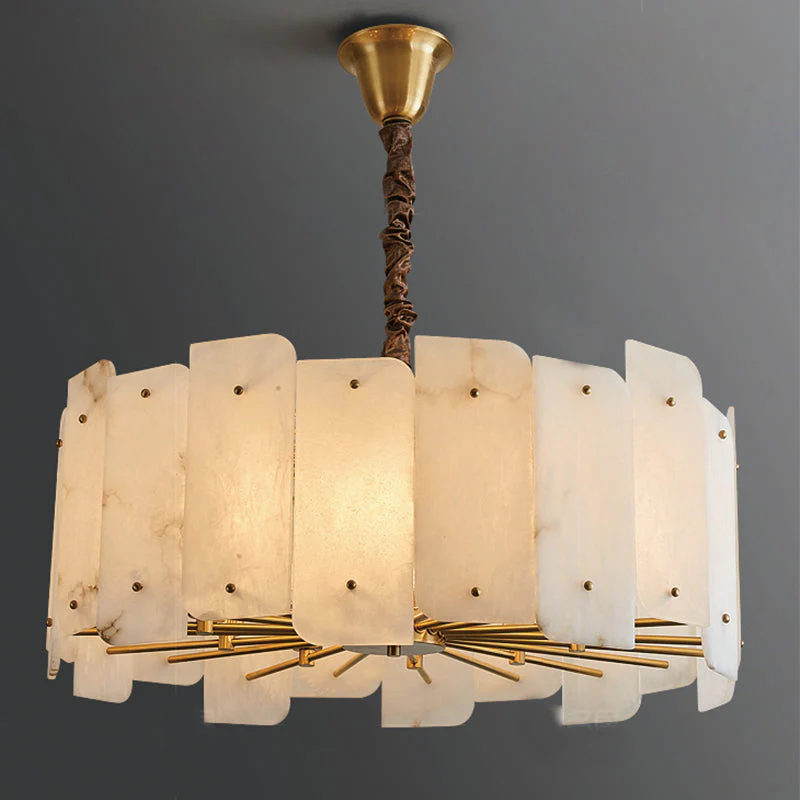 Lorry Alabaster Round Chandelier 20" 31" - Image 8