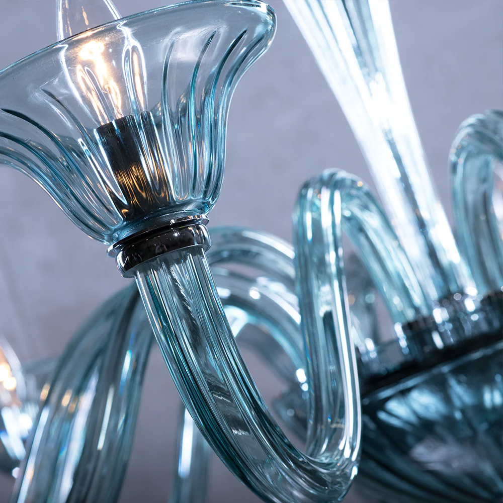 Marcella Venetian Blue Glass Chandelier 43" - Image 3