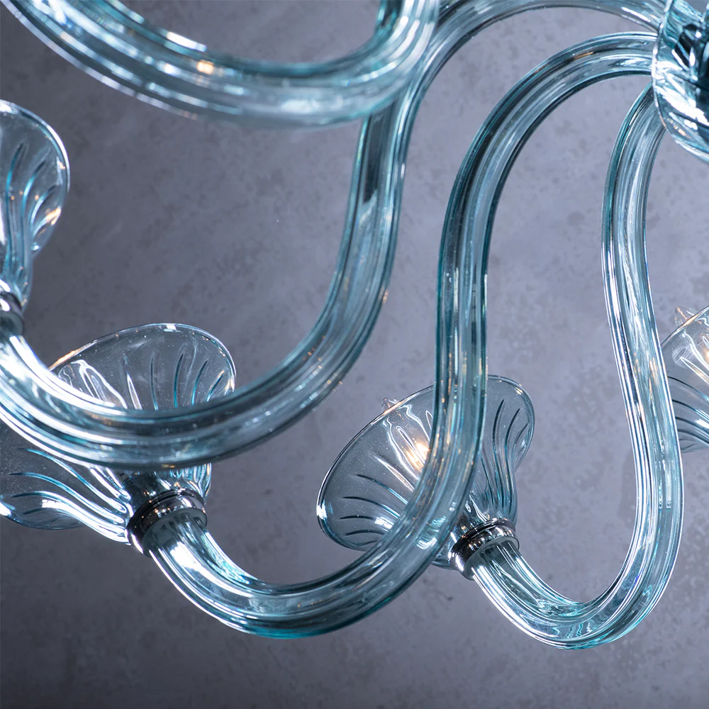 Marcella Venetian Blue Glass Chandelier 43" - Image 7