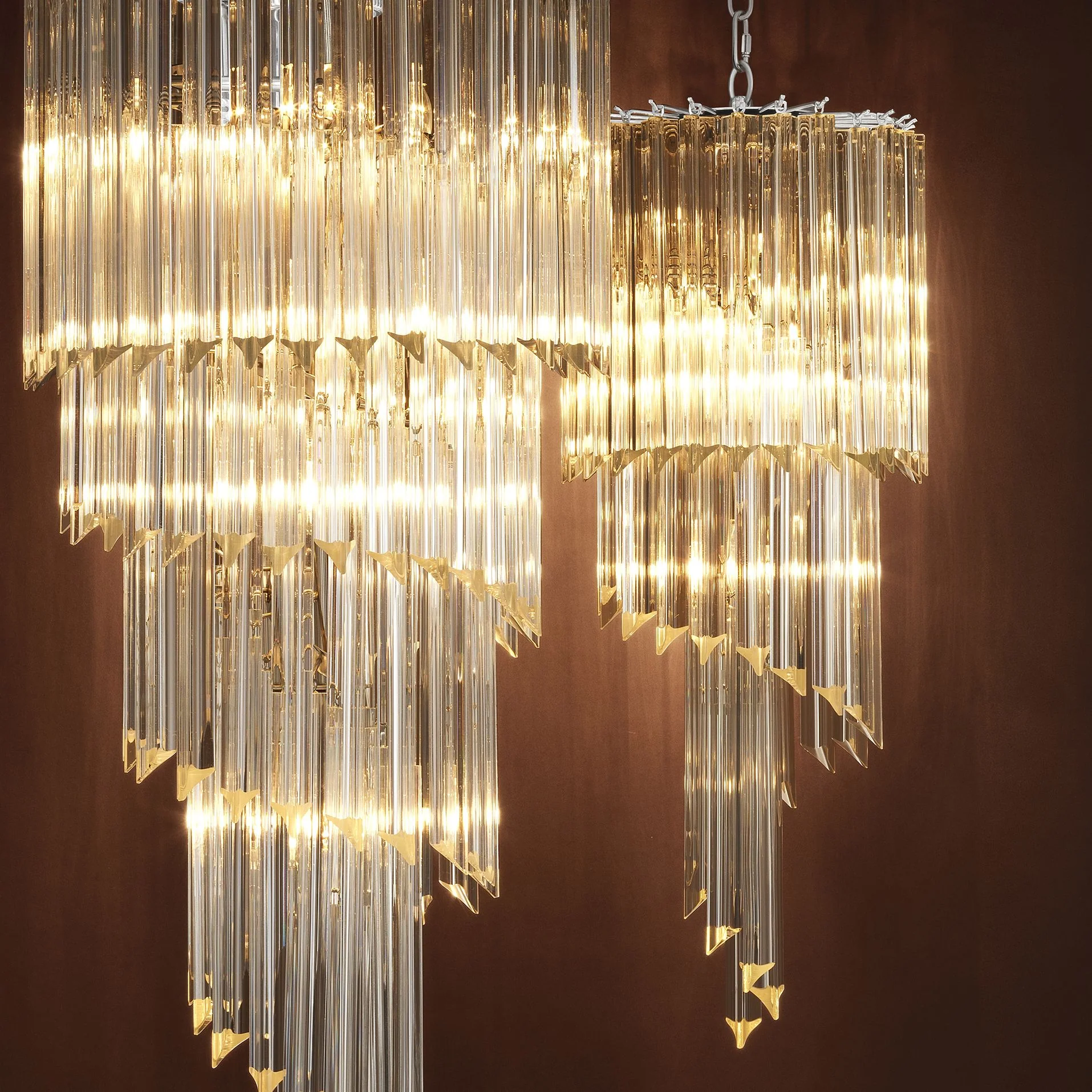 Marino Modern Glass Chandelier - [Nickel] - Image 4