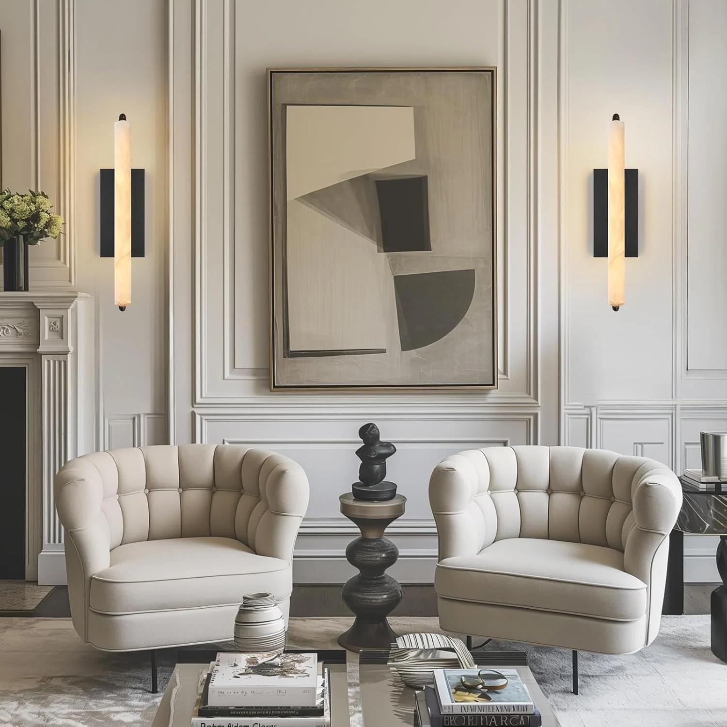 Elegant Alabaster Handcrafted Wall Sconce - Image 15