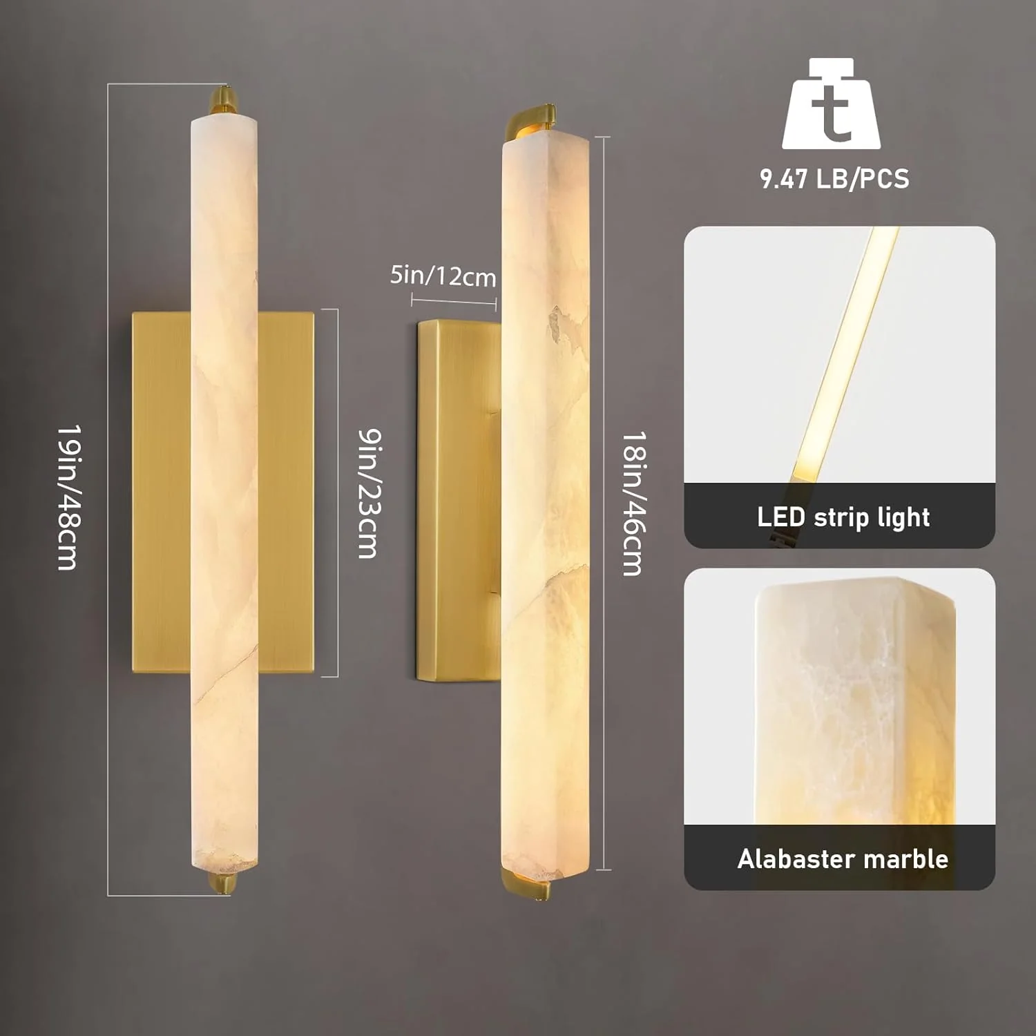 Elegant Alabaster Handcrafted Wall Sconce - Image 3