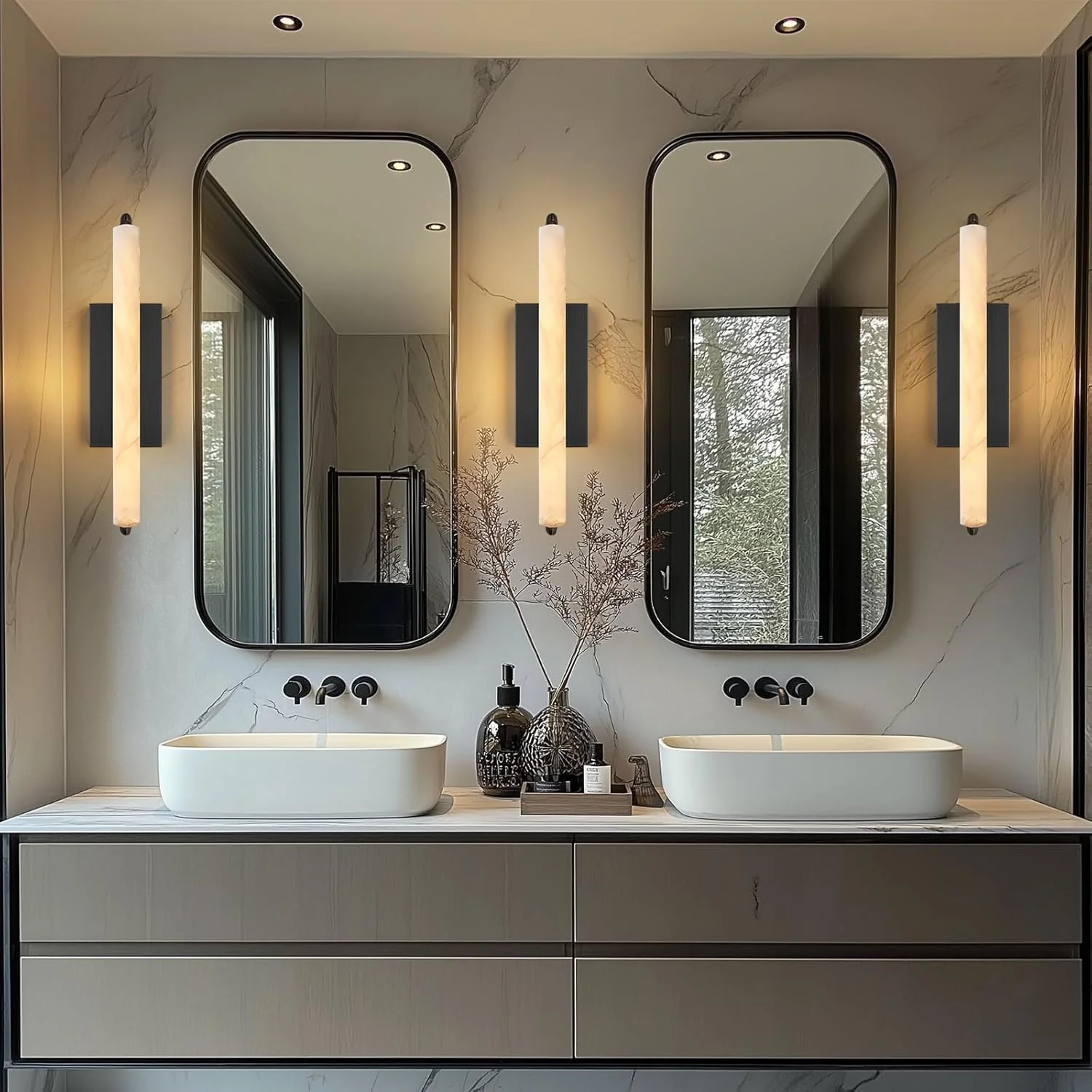 Elegant Alabaster Handcrafted Wall Sconce - Image 9