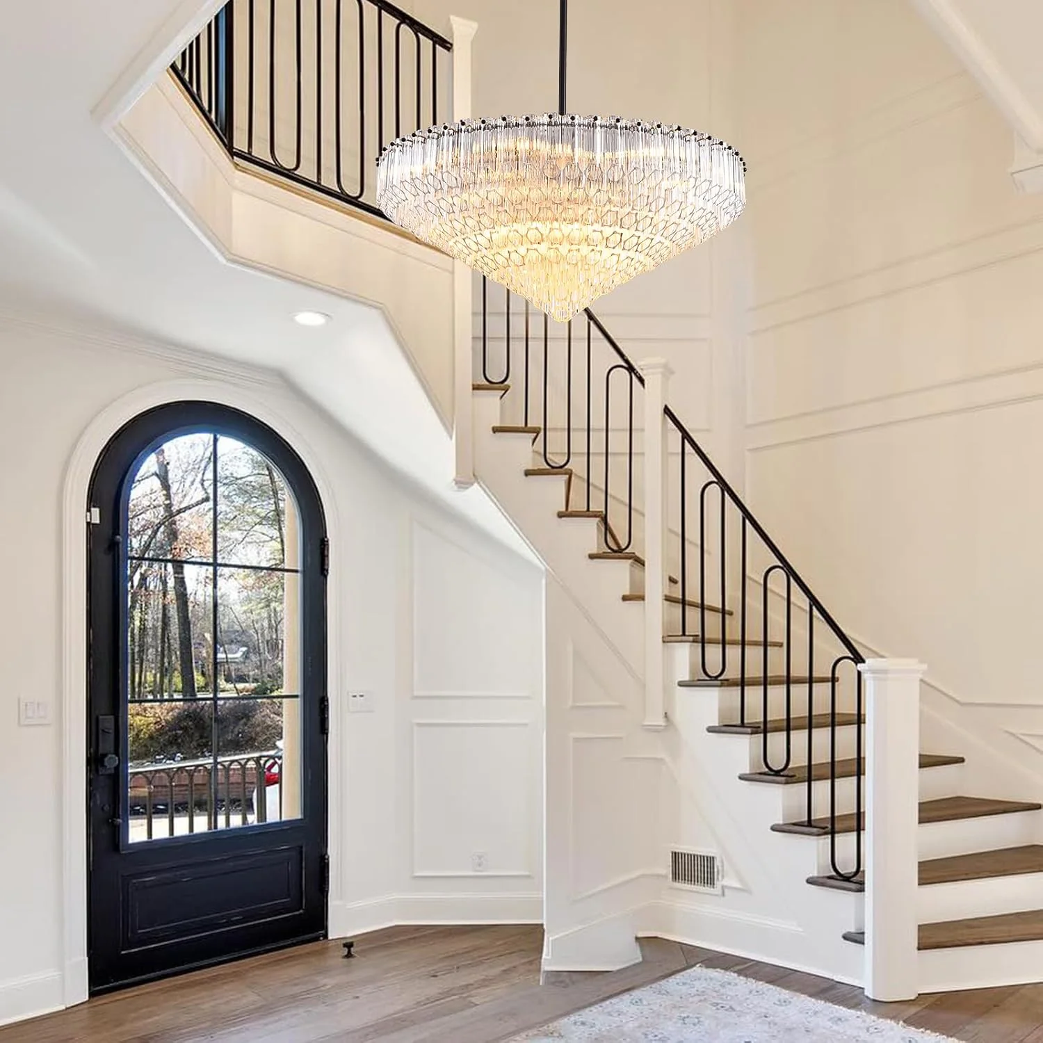 MDEGLYO Modern Amber and Clear Glass Chandelier 14" 32" 43" - Image 20