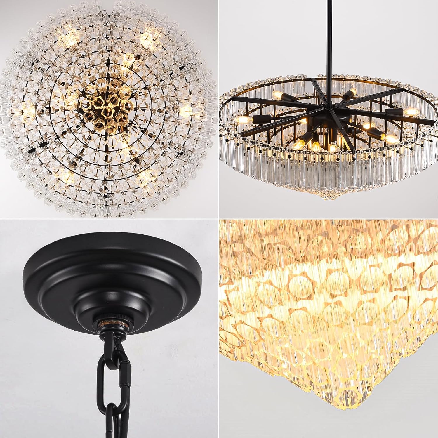 MDEGLYO Modern Amber and Clear Glass Chandelier 14" 32" 43" - Image 27