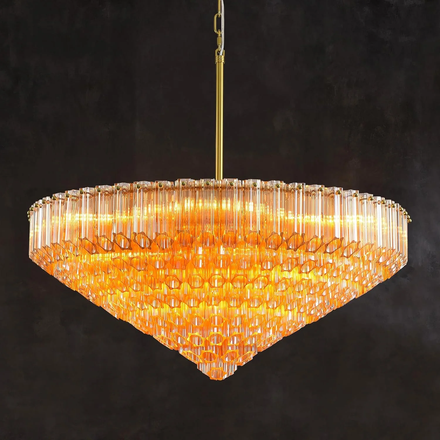MDEGLYO Modern Amber and Clear Glass Chandelier 14" 32" 43" - Image 37