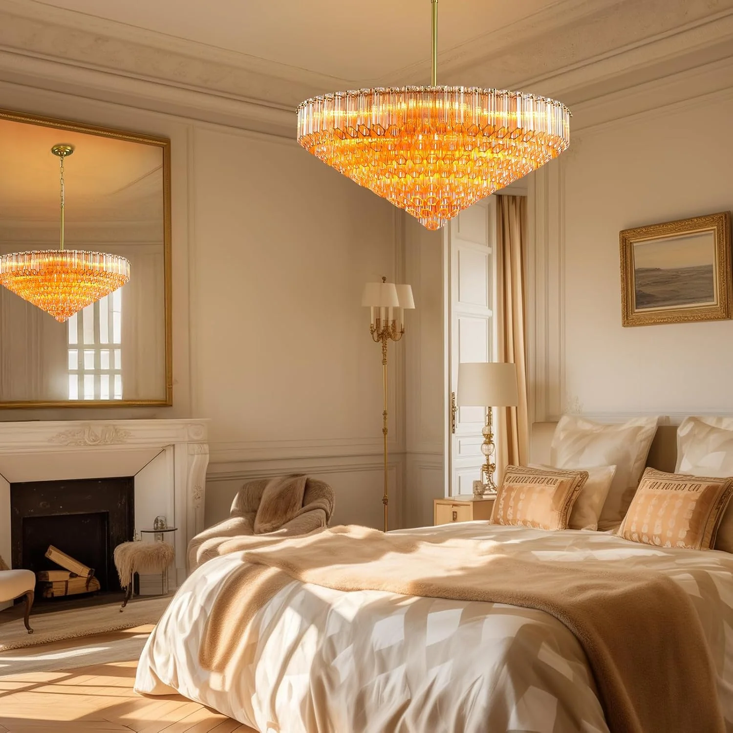 MDEGLYO Modern Amber and Clear Glass Chandelier 14" 32" 43" - Image 42