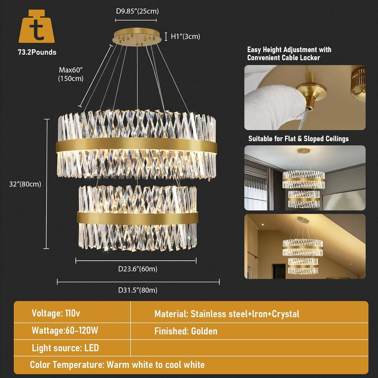 MDEGLYO Modern Crystal Chandelier - Image 5