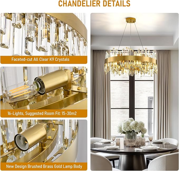 MDEGLYO Modern Crystal Round Chandelier - Image 4
