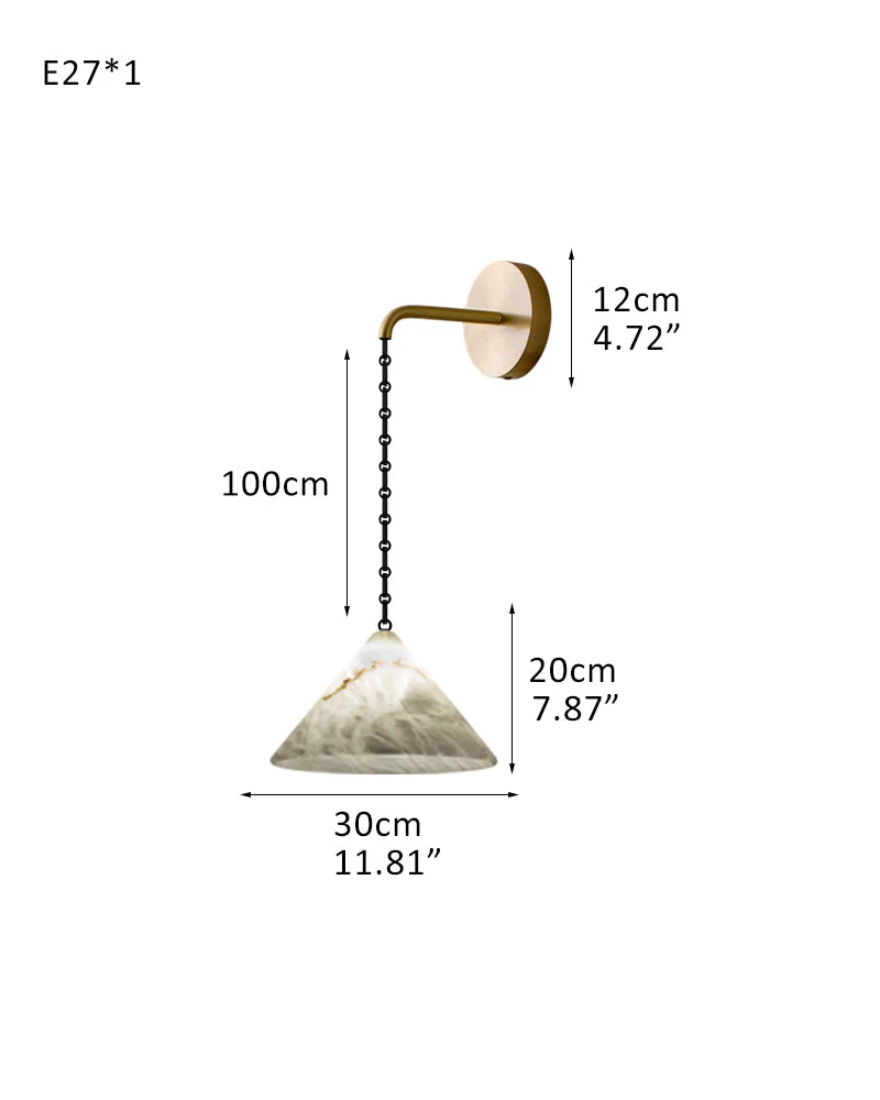 Medium 12" Conical Pendant White Alabaster Shade with Adjustable Chain for living room - Image 20