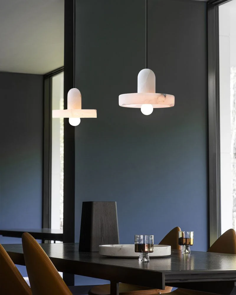 White Alabaster Kitchen Island Pendant Lamp