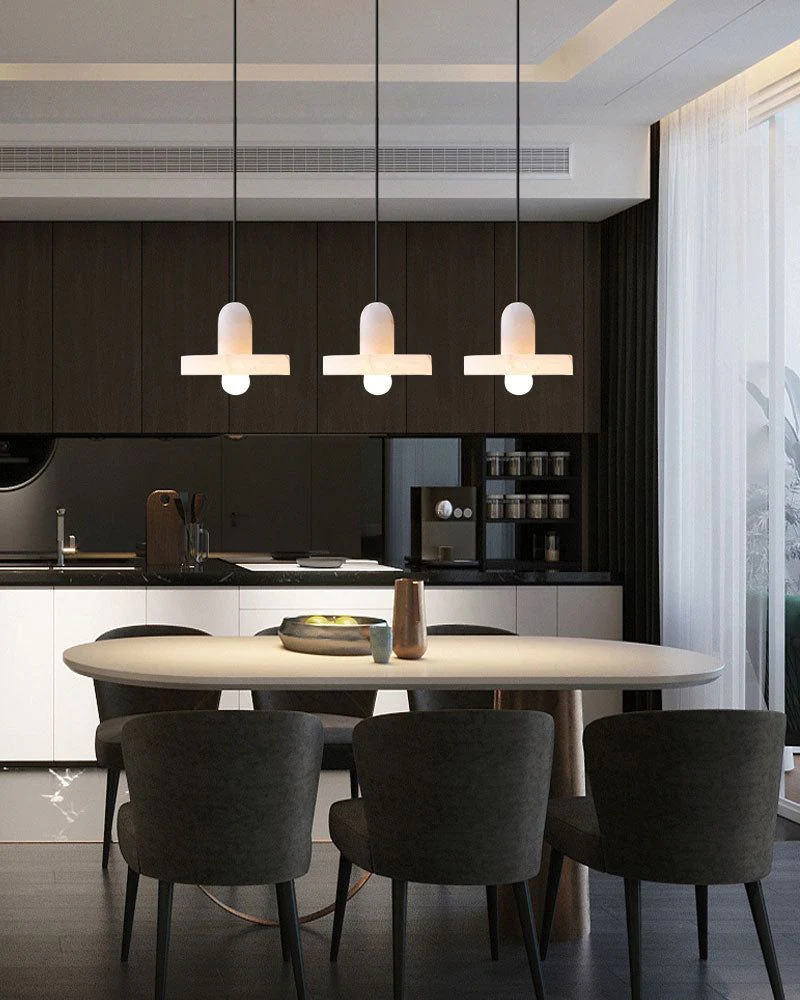White Alabaster Kitchen Island Pendant Lamp - Image 6