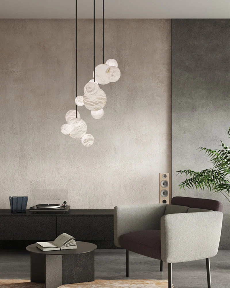 Minimalist Antique Alabaster Cluster Pendant Light Fixtures 6" Wide - Image 14