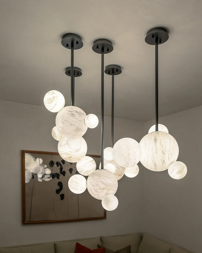 Minimalist Antique Alabaster Cluster Pendant Light Fixtures 6" Wide - Image 18