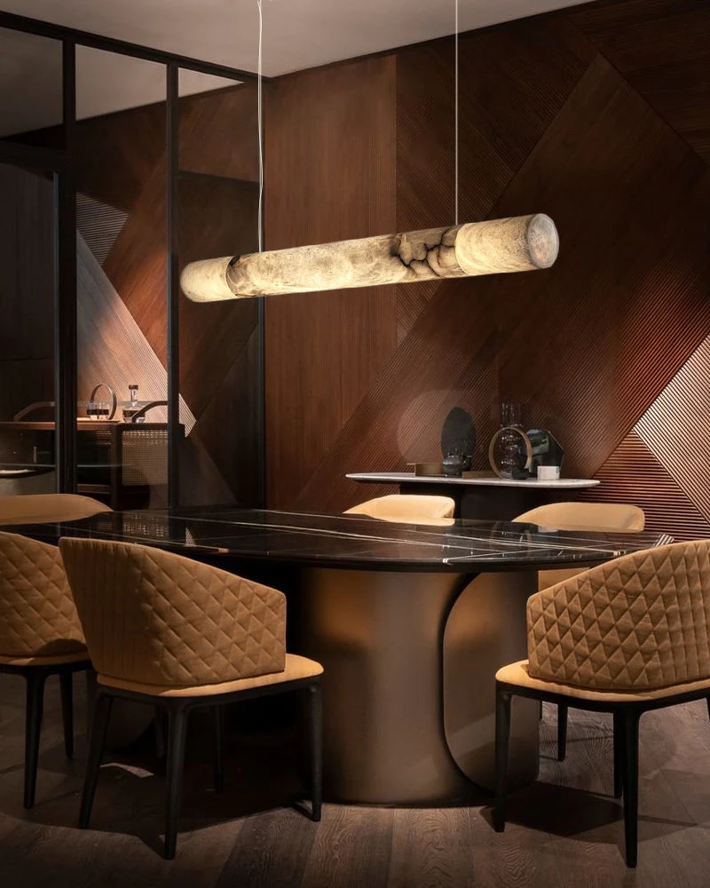 Minimalist Long Cord Ceiling Pendant Alabaster Lighting - Image 2