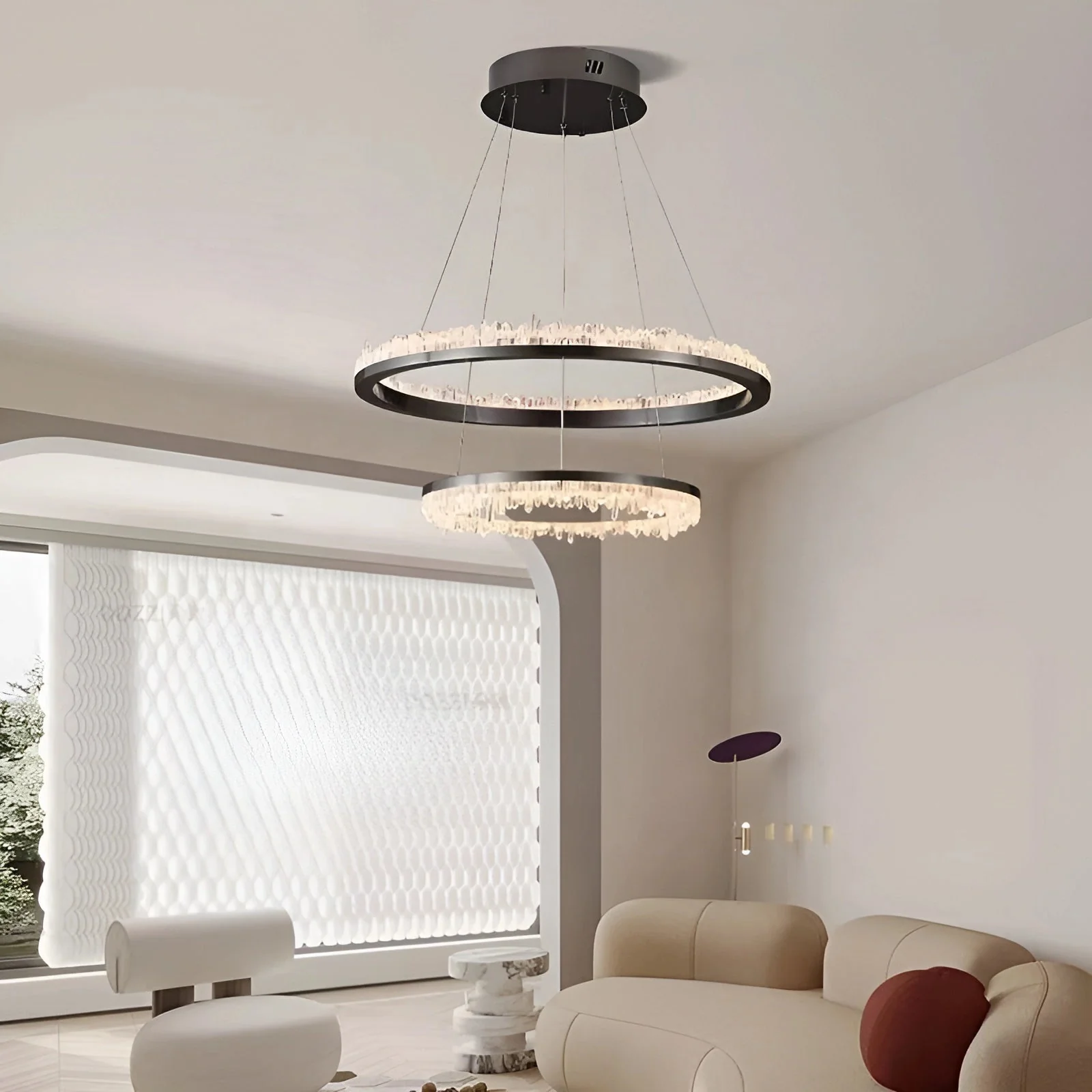Minimalistic Crystal Quartz LED Chandelier - Image 10